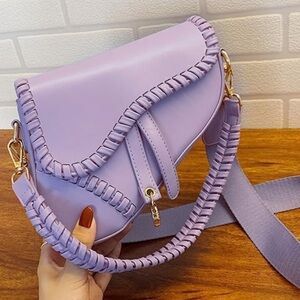 Lavender spring saddle bag crossbody bag purse with gold hardware